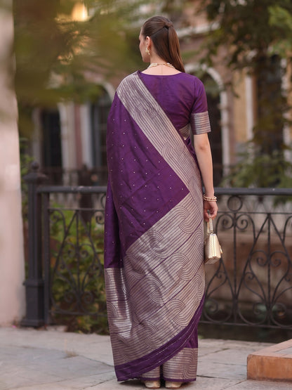 Sutriti Purple Art Silk Saree for Women Festive Party Wedding Wear