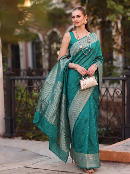 Sutriti Teal Art Silk Saree for Women Festive Party Ethnic Wear