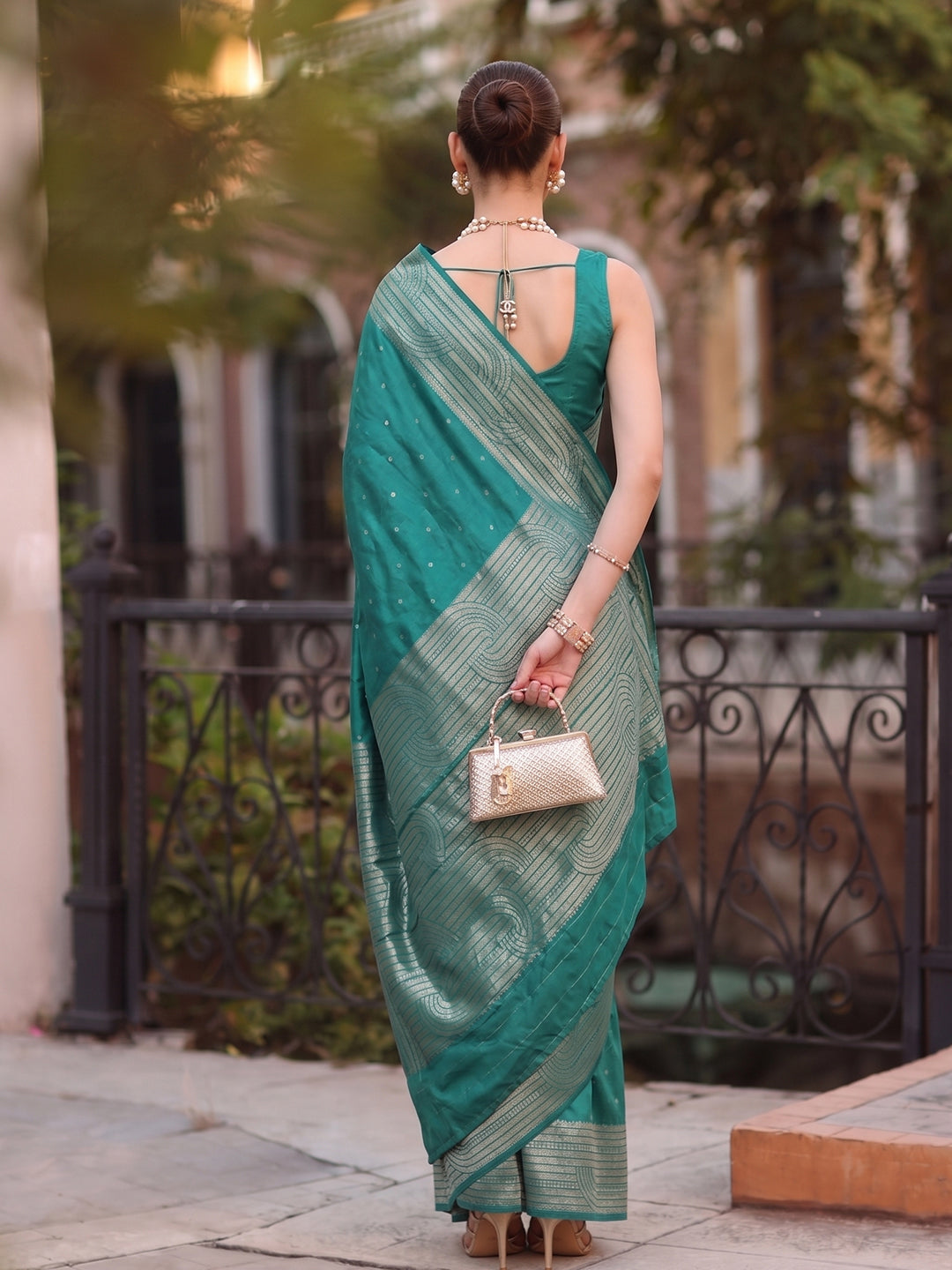 Sutriti Teal Art Silk Saree for Women Festive Party Ethnic Wear
