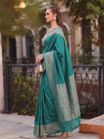 Sutriti Teal Art Silk Saree for Women Festive Party Ethnic Wear