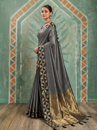 Sutriti Black Art Silk Checkered Saree For Women | Festive & Evening Wear