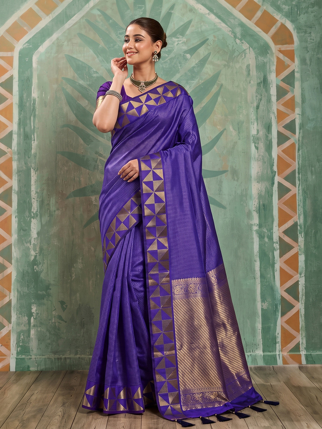 Sutriti Navy Blue Art Silk Traditional Saree For Women | Woven Festive Drape