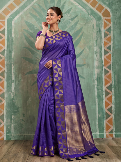 Sutriti Navy Blue Art Silk Traditional Saree For Women | Woven Festive Drape