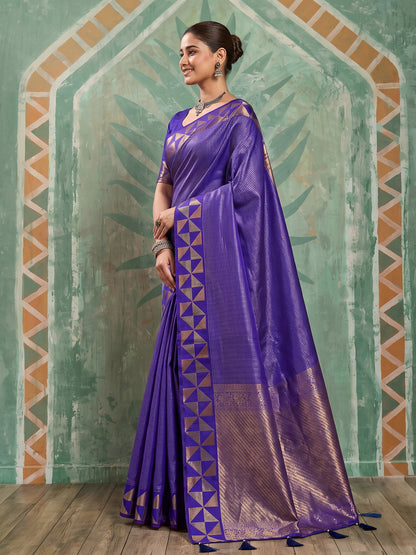 Sutriti Navy Blue Art Silk Traditional Saree For Women | Woven Festive Drape