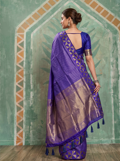 Sutriti Navy Blue Art Silk Traditional Saree For Women | Woven Festive Drape