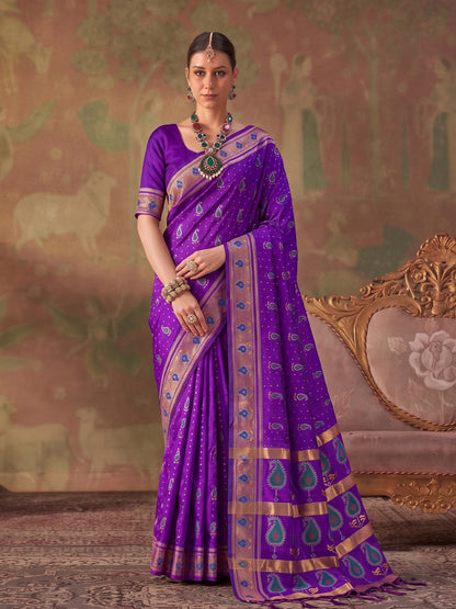Sutriti Purple Soft Silk Saree For Women | Festive, Wedding & Party Ethnic Wear