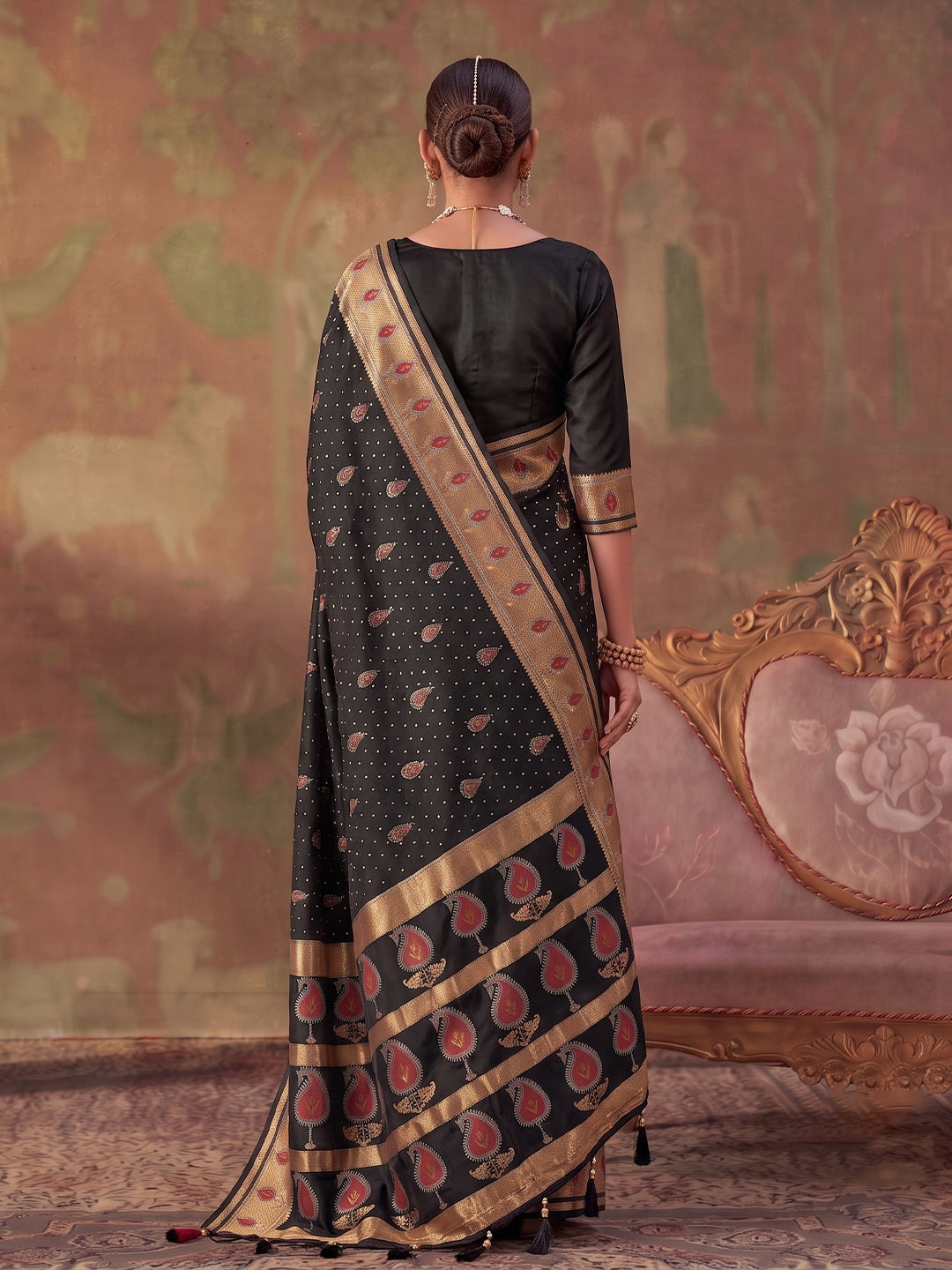 Sutriti Black Soft Silk Saree For Women | Festive, Wedding & Party Ethnic Wear