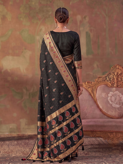 Sutriti Black Soft Silk Saree For Women | Festive, Wedding & Party Ethnic Wear