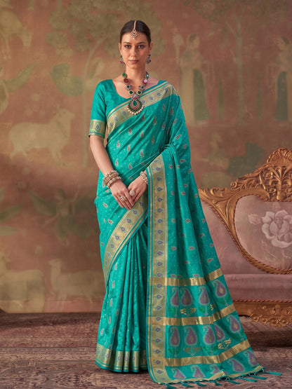 Sutriti Sea Green Soft Silk Saree For Women | Festive, Wedding & Party Ethnic Wear
