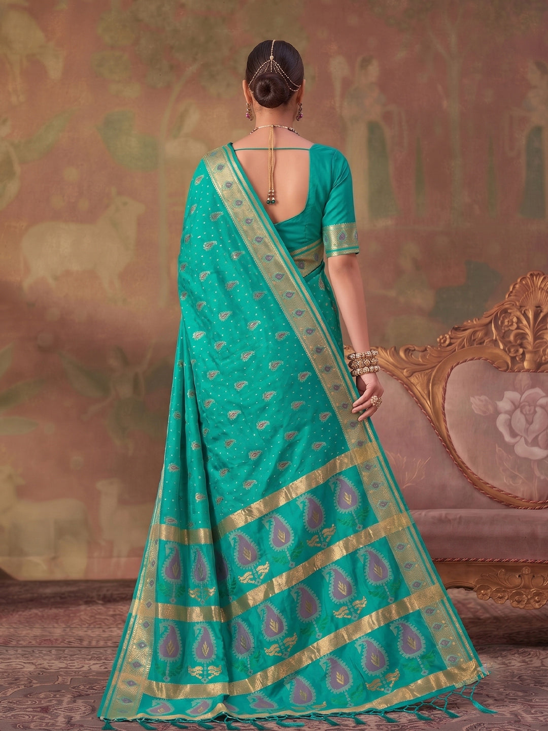 Sutriti Sea Green Soft Silk Saree For Women | Festive, Wedding & Party Ethnic Wear