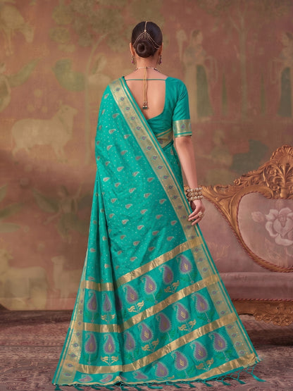 Sutriti Sea Green Soft Silk Saree For Women | Festive, Wedding & Party Ethnic Wear