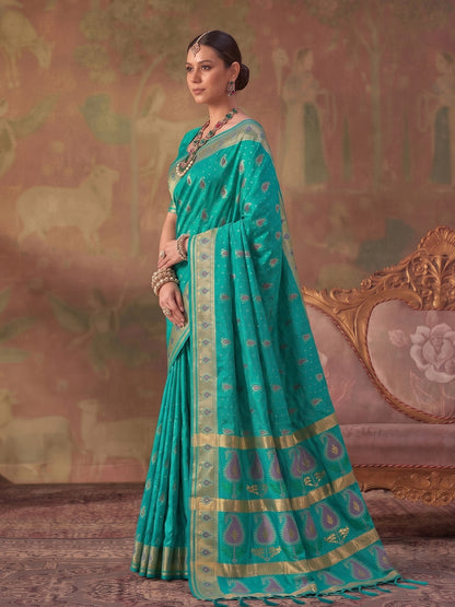 Sutriti Sea Green Soft Silk Saree For Women | Festive, Wedding & Party Ethnic Wear
