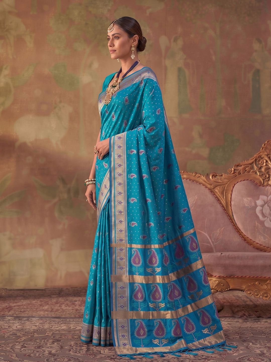Sutriti Sky Blue Soft Silk Saree For Women | Festive, Wedding & Party Ethnic Wear