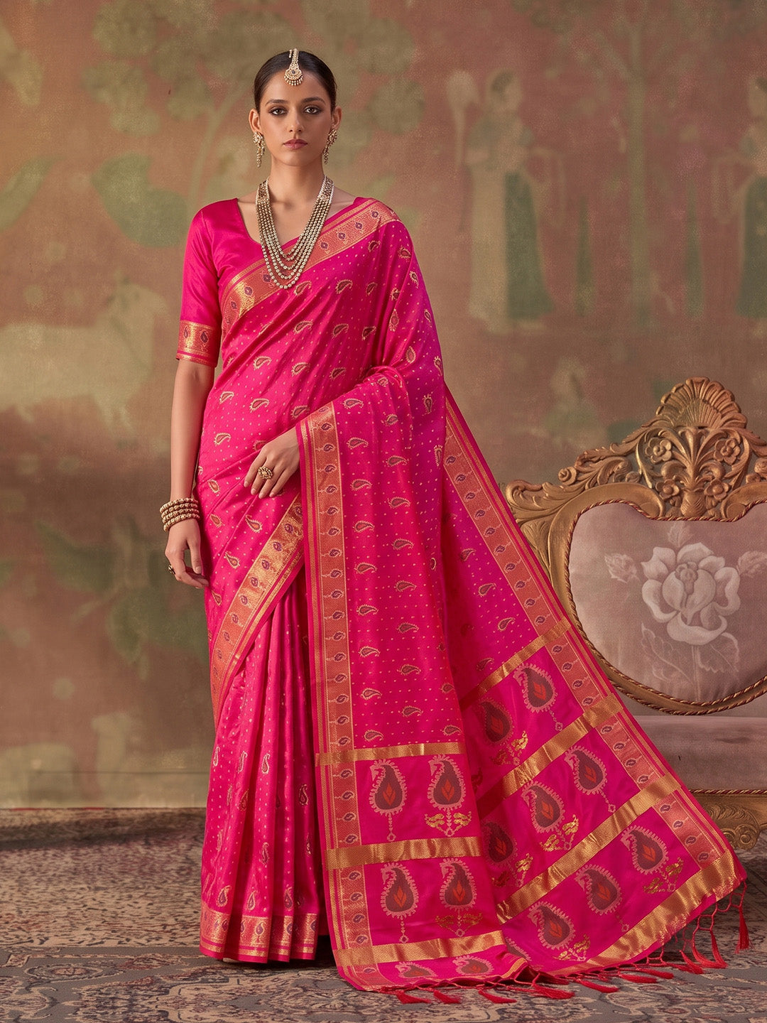 Sutriti Rani Pink Soft Silk Saree For Women | Festive, Wedding & Party Ethnic Wear