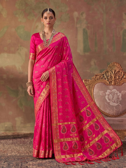 Sutriti Rani Pink Soft Silk Saree For Women | Festive, Wedding & Party Ethnic Wear