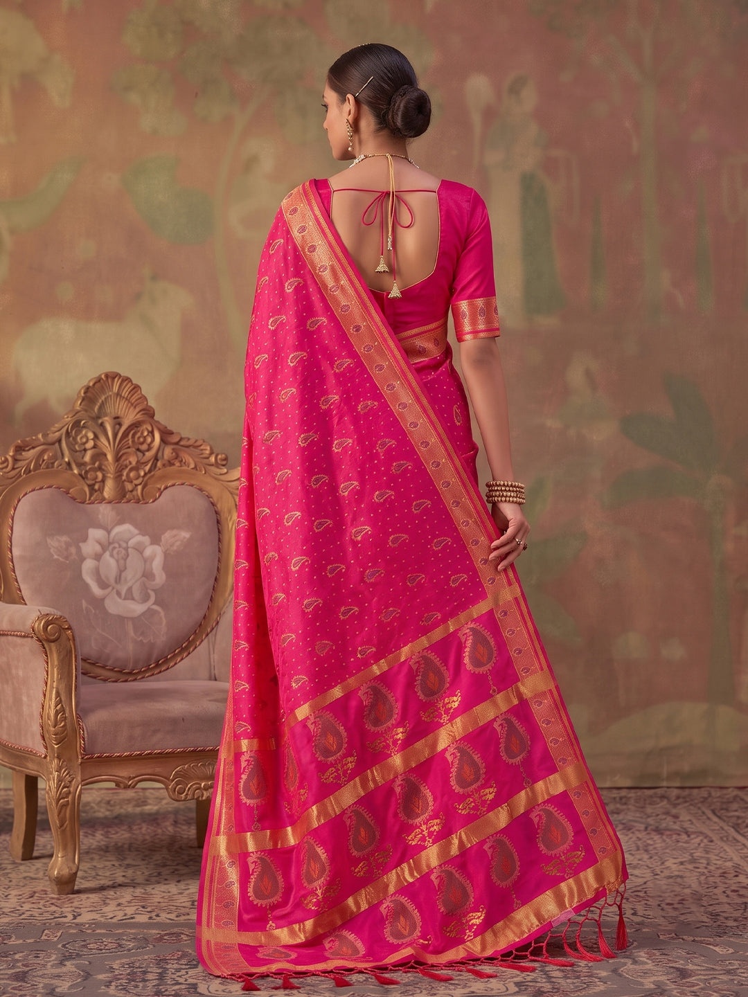 Sutriti Rani Pink Soft Silk Saree For Women | Festive, Wedding & Party Ethnic Wear