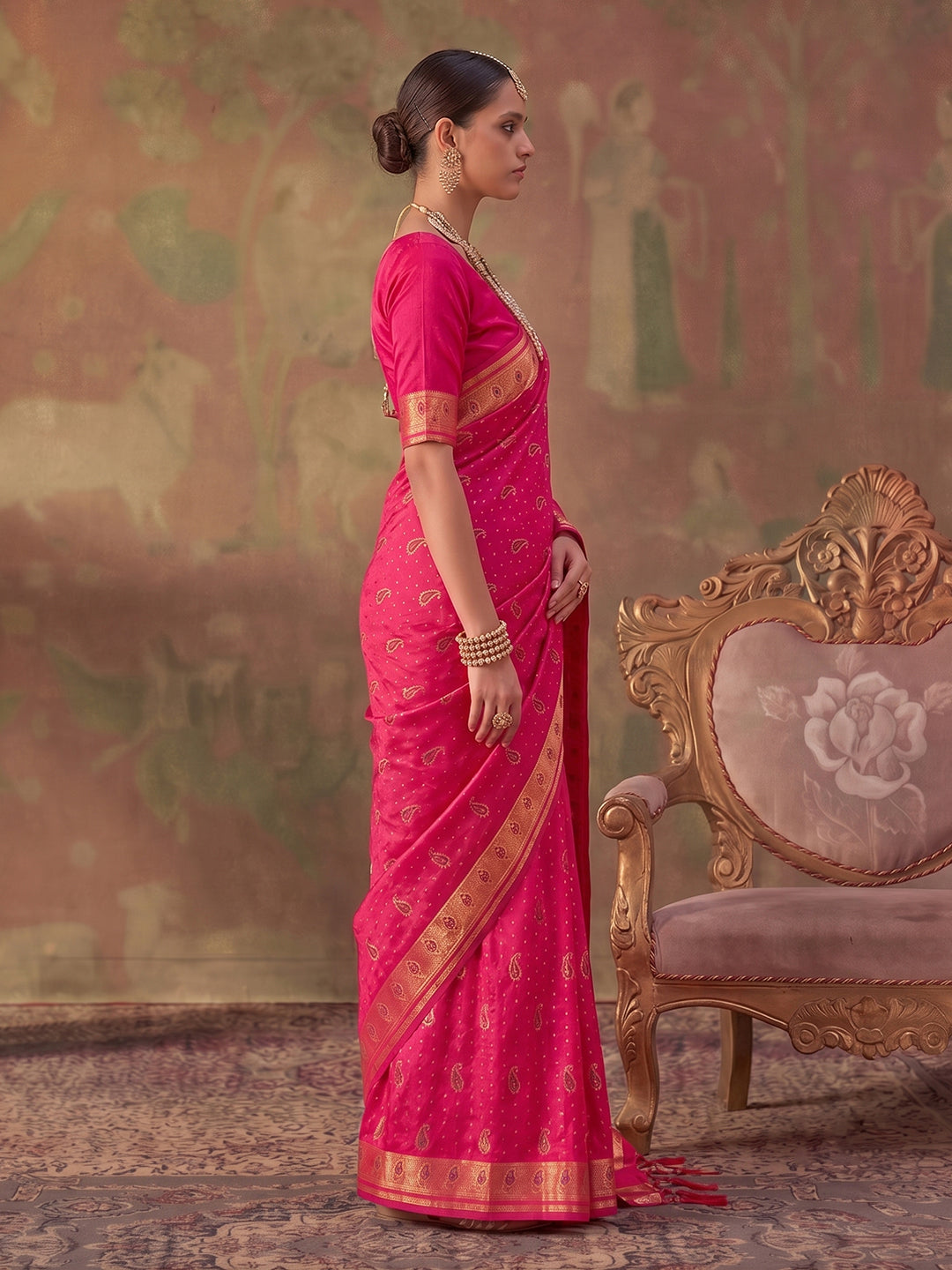 Sutriti Rani Pink Soft Silk Saree For Women | Festive, Wedding & Party Ethnic Wear