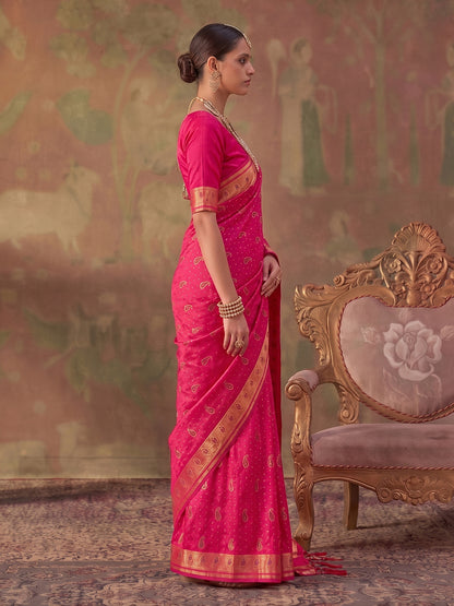 Sutriti Rani Pink Soft Silk Saree For Women | Festive, Wedding & Party Ethnic Wear