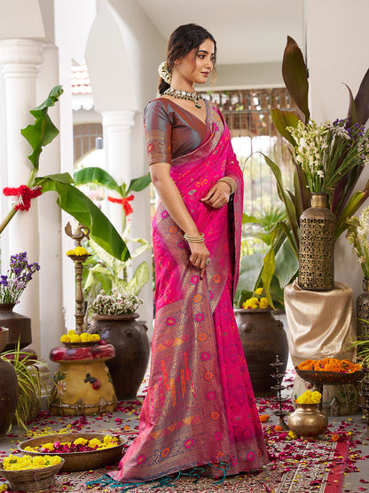 sutriti pink kanjiveram silk saree wedding silk sarees collection