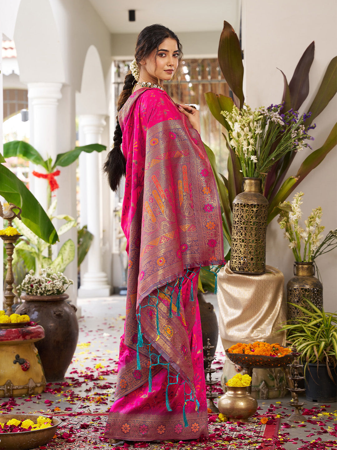 sutriti pink kanjiveram silk saree wedding silk sarees collection