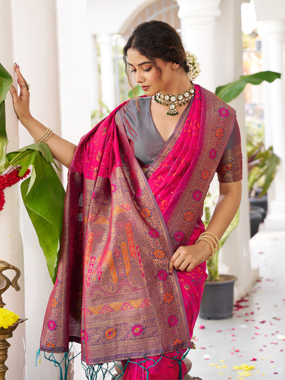 sutriti pink kanjiveram silk saree wedding silk sarees collection