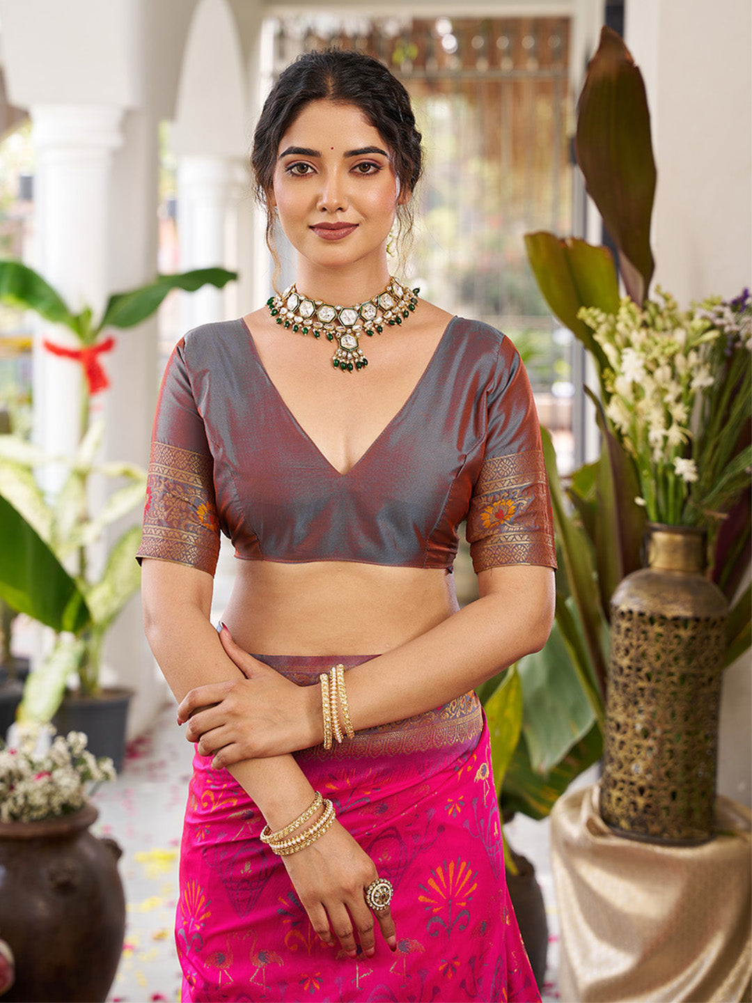 sutriti pink kanjiveram silk saree wedding silk sarees collection