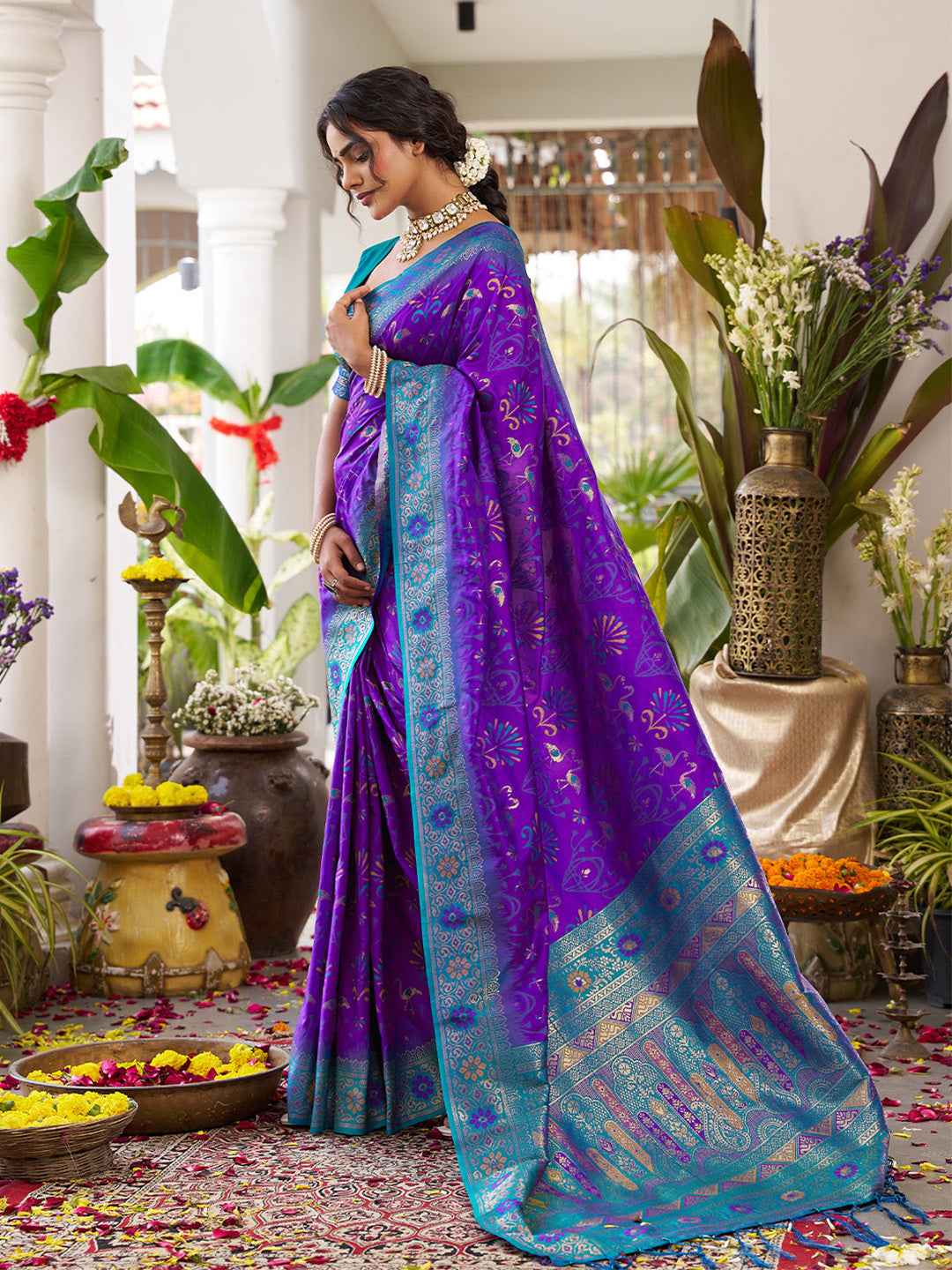 sutriti violet kanjiveram silk saree wedding silk sarees collection