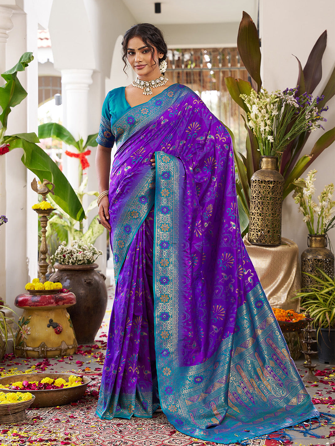 sutriti violet kanjiveram silk saree wedding silk sarees collection