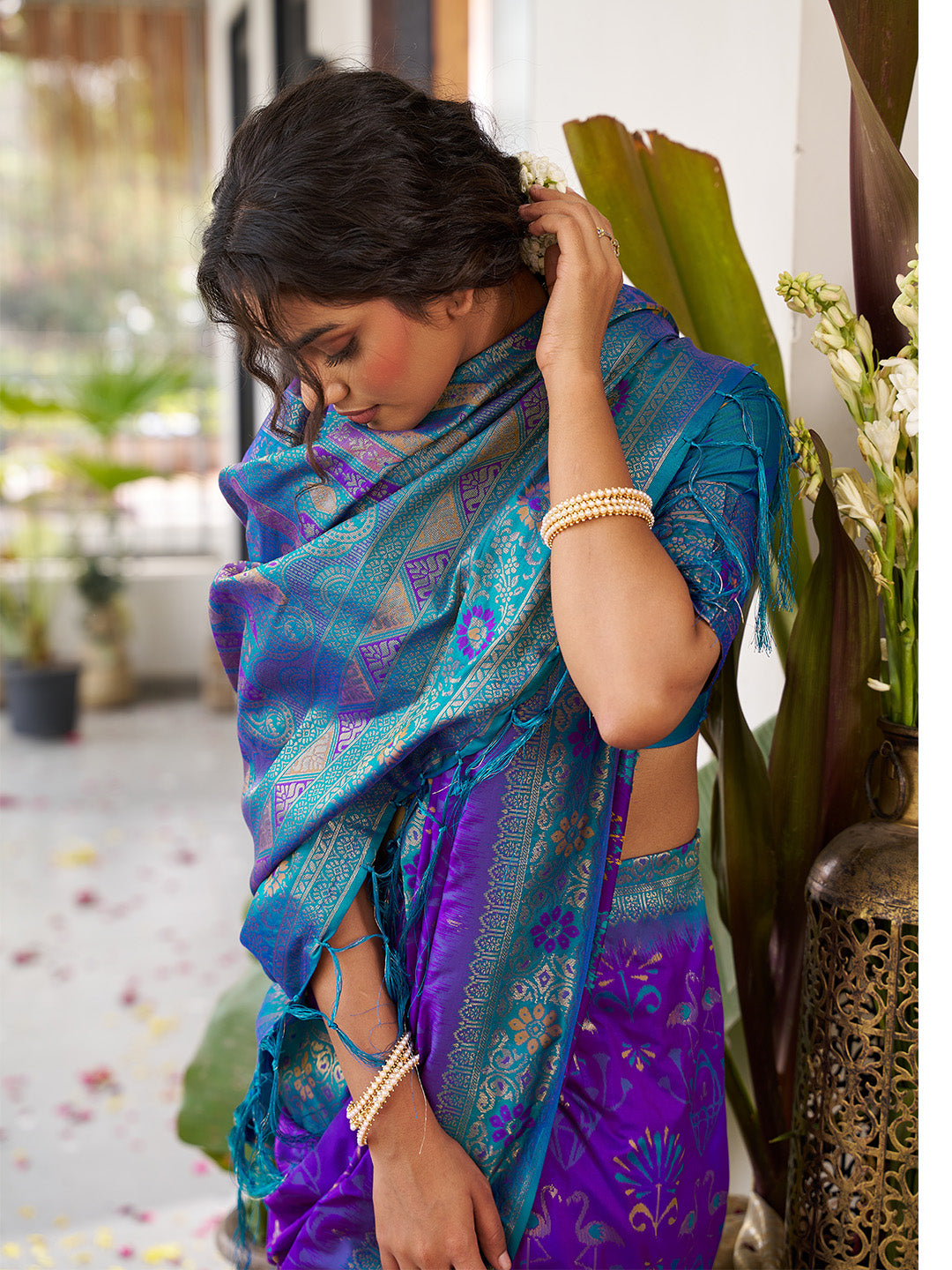 sutriti violet kanjiveram silk saree wedding silk sarees collection