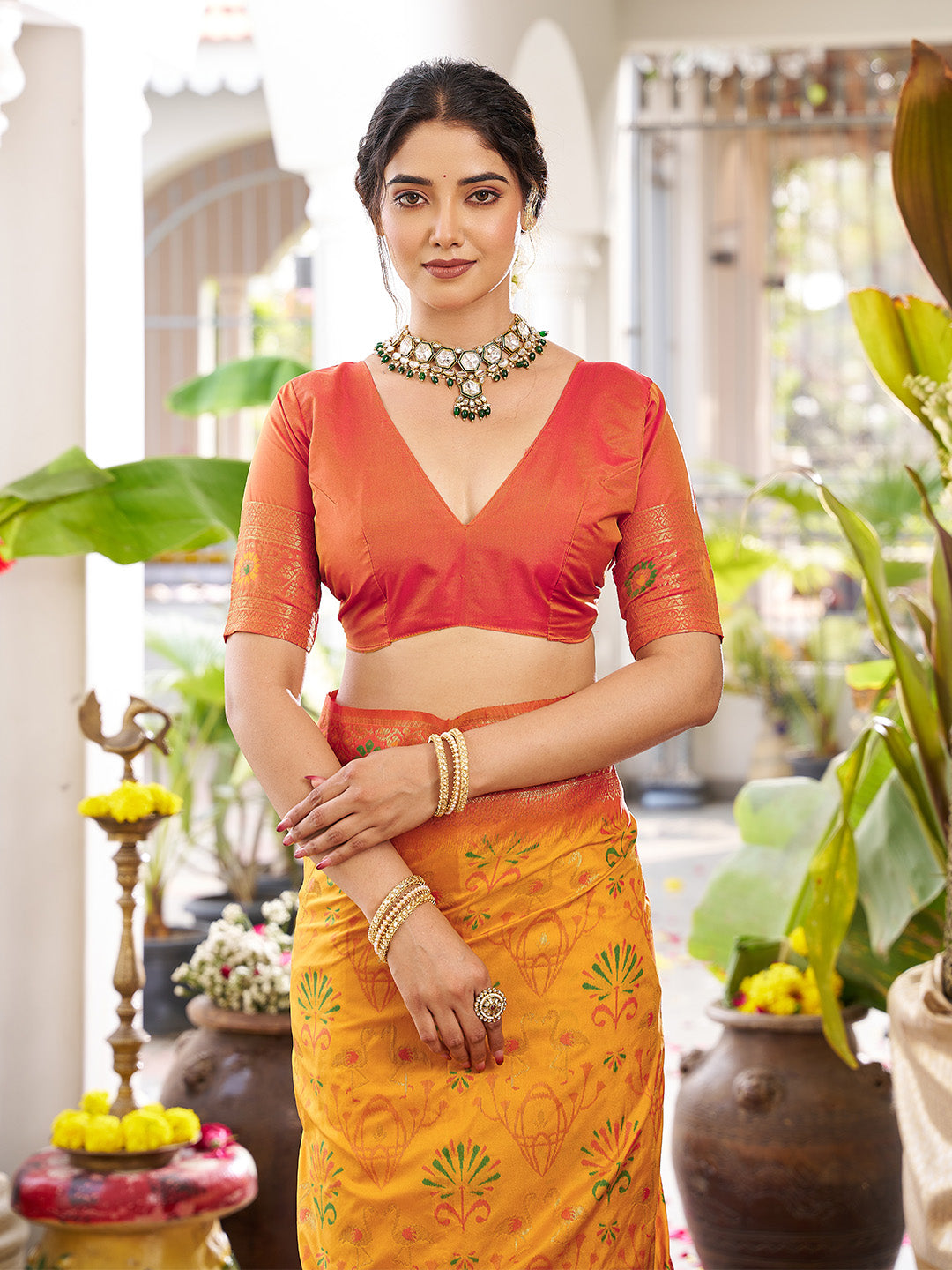 sutriti yellow kanjiveram silk saree wedding silk sarees collection