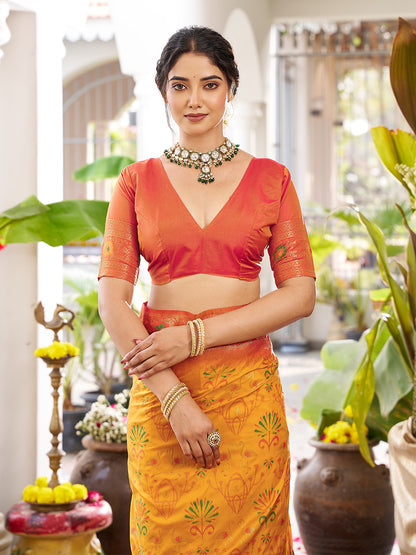 sutriti yellow kanjiveram silk saree wedding silk sarees collection