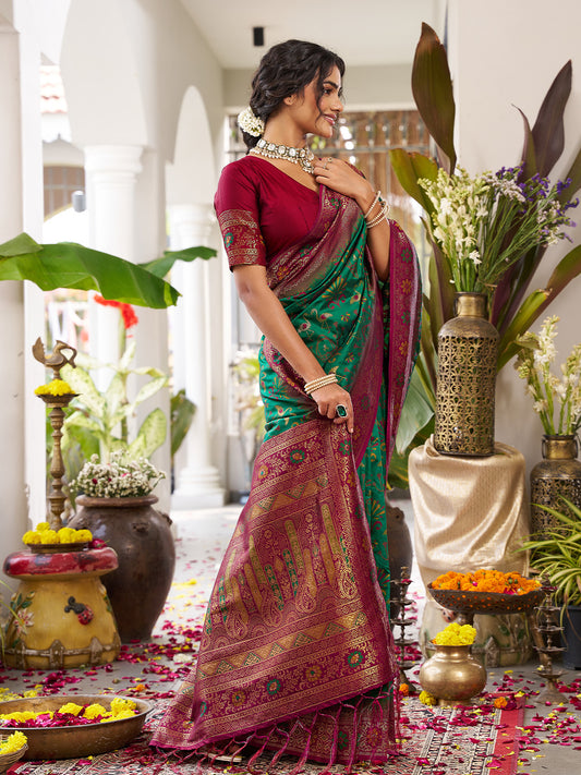 sutriti dark green kanjiveram silk saree wedding silk sarees collection