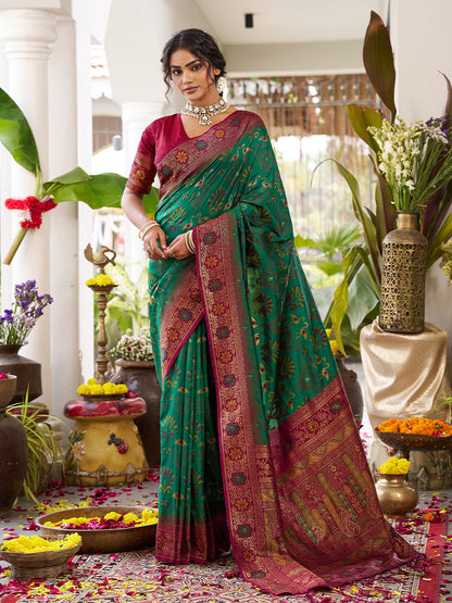 sutriti dark green kanjiveram silk saree wedding silk sarees collection