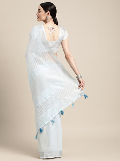 Sutriti powder blue tissue silk silver stripe border wedding saree silver stripe collection