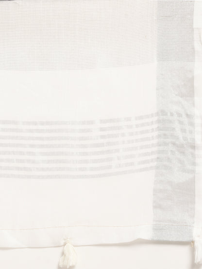 Sutriti white tissue silk silver stripe border wedding saree silver stripe collection