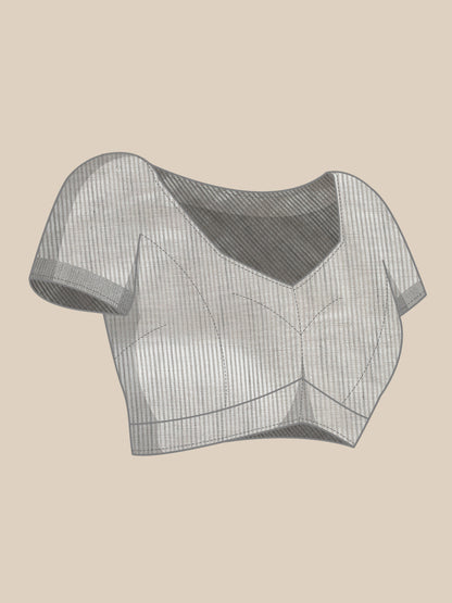 Sutriti Elegant Grey Woven Linen Saree with Contrast Zari Border & Tassels – Soft & Breathable Party Wear
