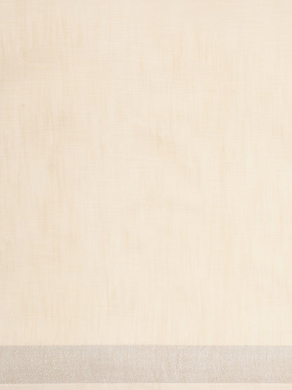 Sutriti Elegant Beige Woven Linen Saree with Contrast Zari Border & Tassels – Soft & Breathable Party Wear