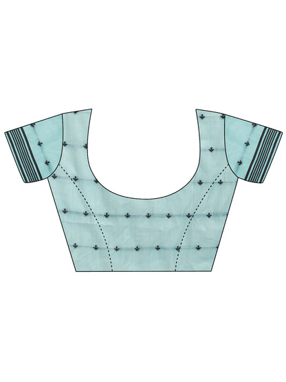 SUTRITI Sky Blue Floral Printed Saree for Women | Soft Lightweight Day-to-Night Saree | Elegant Border & Pallu Floral Design | Includes Unstitched Blouse Piece