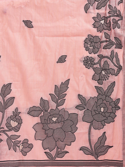SUTRITI Light PinkFloral Printed Saree for Women | Soft Lightweight Day-to-Night Saree | Elegant Border & Pallu Floral Design | Includes Unstitched Blouse Piece