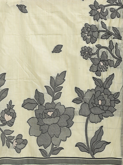 SUTRITI Mint Green Floral Printed Saree for Women | Soft Lightweight Day-to-Night Saree | Elegant Border & Pallu Floral Design | Includes Unstitched Blouse Piece