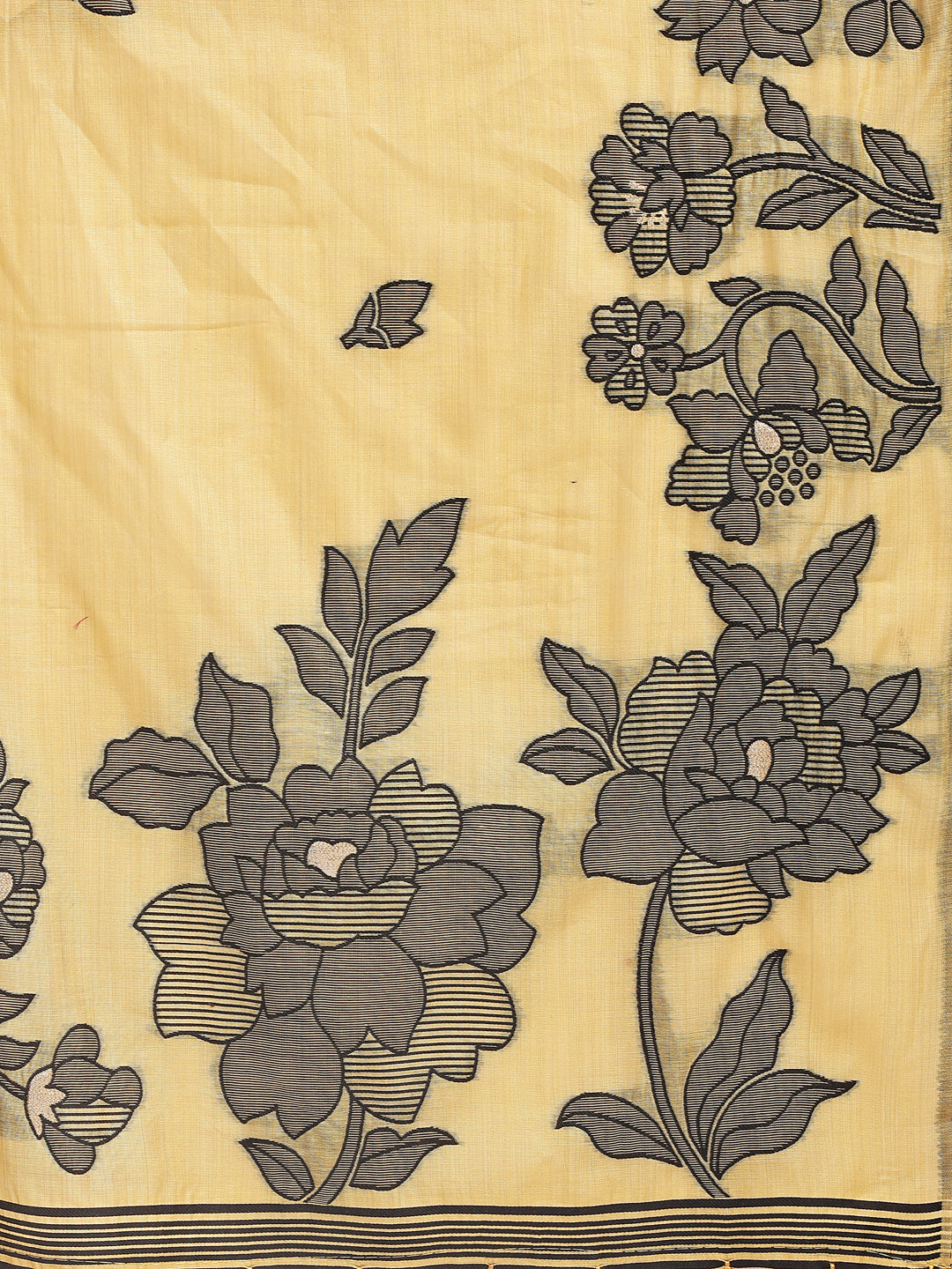 SUTRITI Yellow Floral Printed Saree for Women | Soft Lightweight Day-to-Night Saree | Elegant Border & Pallu Floral Design | Includes Unstitched Blouse Piece