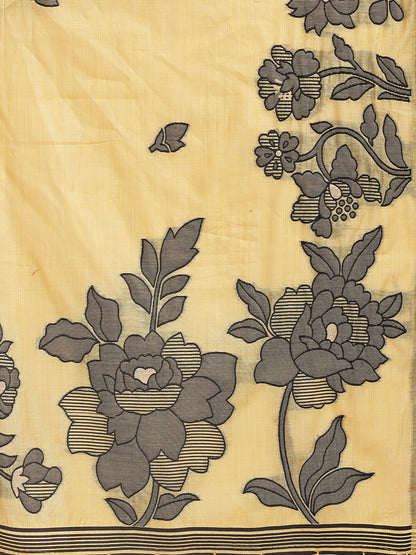 SUTRITI Yellow Floral Printed Saree for Women | Soft Lightweight Day-to-Night Saree | Elegant Border & Pallu Floral Design | Includes Unstitched Blouse Piece