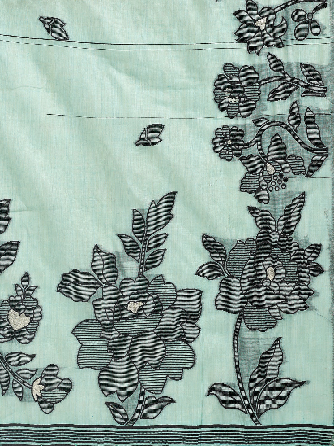 SUTRITI Sea Green Floral Printed Saree for Women | Soft Lightweight Day-to-Night Saree | Elegant Border & Pallu Floral Design | Includes Unstitched Blouse Piece