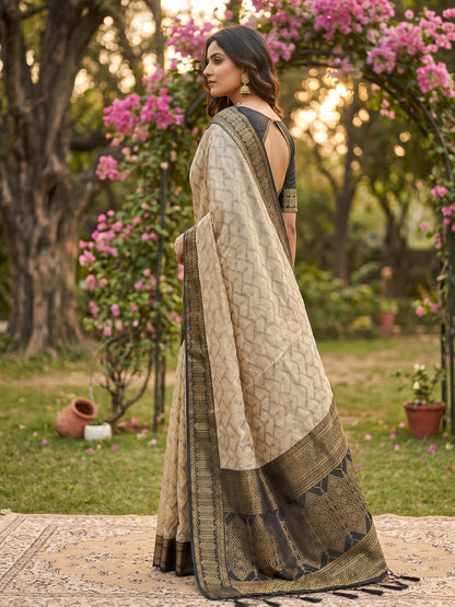 Sutriti Elegant Linen Saree with Black Border - Premium Festive & Wedding Wear for Women