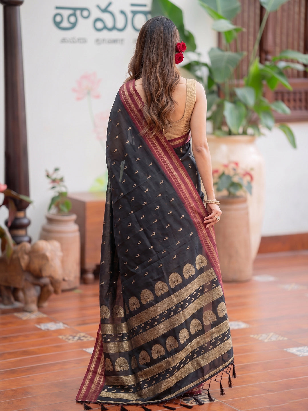 Sutriti Black Soft Silk Saree for Women Festive Party Wear Traditional Saree
