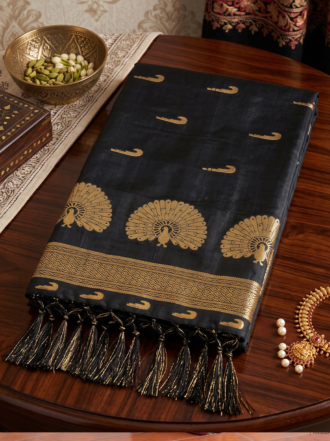Sutriti Black Soft Silk Saree for Women Festive Party Wear Traditional Saree