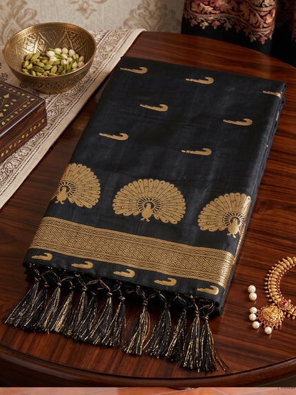 Sutriti Black Soft Silk Saree for Women Festive Party Wear Traditional Saree