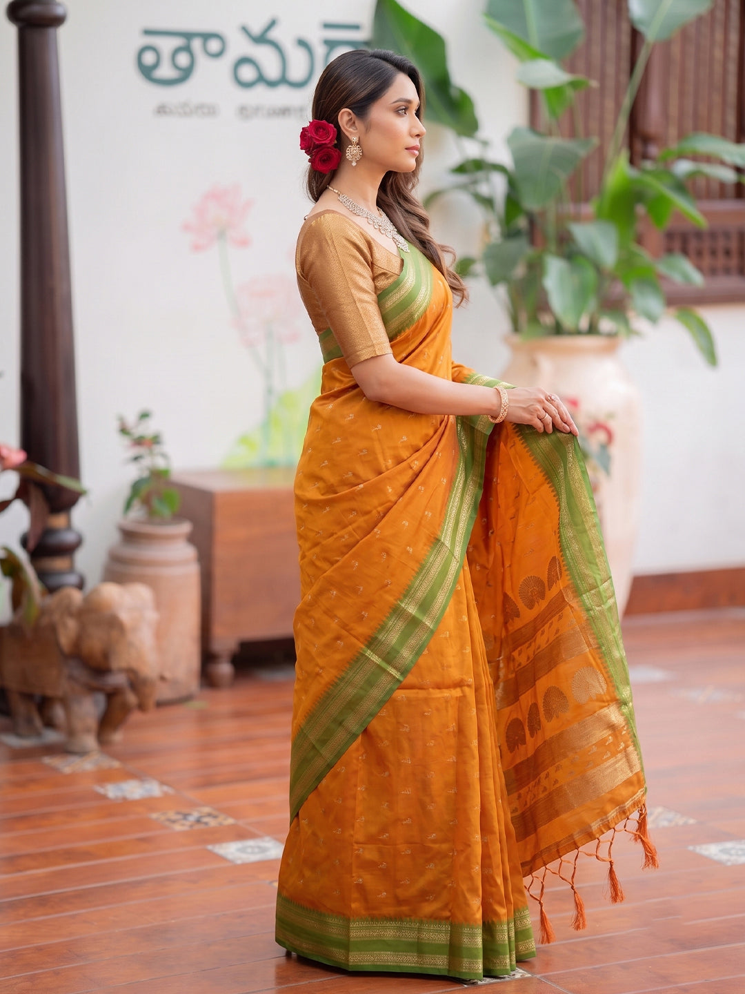 Sutriti Mustard Yellow Soft Silk Saree for Women Festive Wedding Ethnic Saree