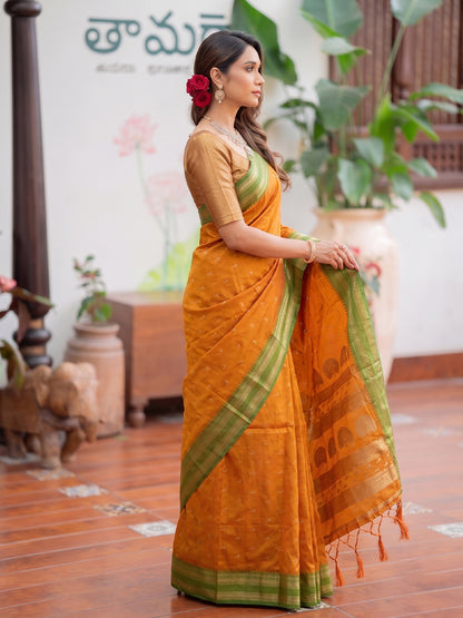 Sutriti Mustard Yellow Soft Silk Saree for Women Festive Wedding Ethnic Saree