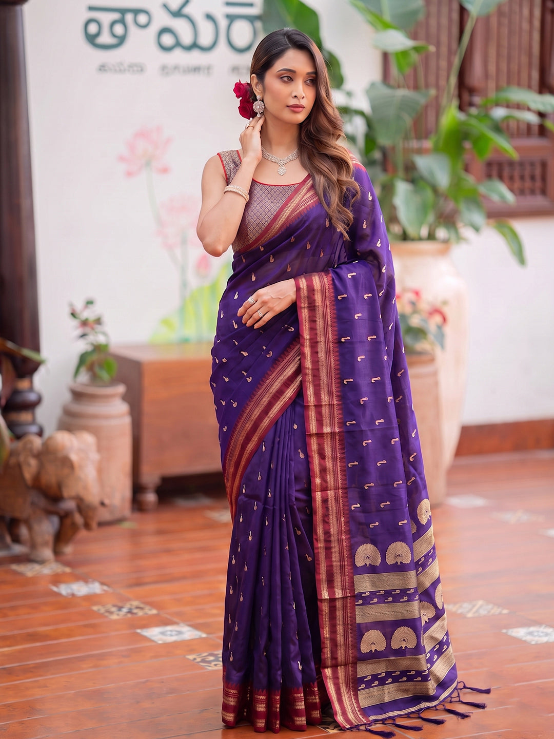 Sutriti Purple Soft Silk Saree for Women Traditional Festive Wedding Saree